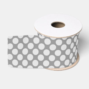 Large retro dots - shades of grey / grey grosgrain ribbon