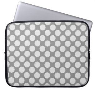 Large retro dots - shades of grey / grey laptop sleeve