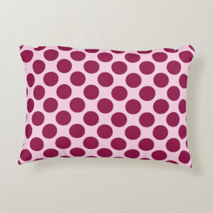 Large retro dots - shell pink and burgundy decorative cushion