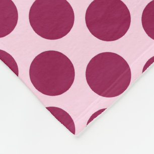 Large retro dots - shell pink and burgundy fleece blanket