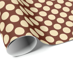 Large retro dots - tan and chocolate brown wrapping paper
