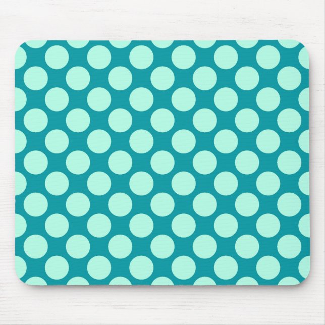 Large retro dots - turquoise and aqua mouse mat (Front)