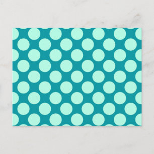 Large retro dots - turquoise and aqua postcard