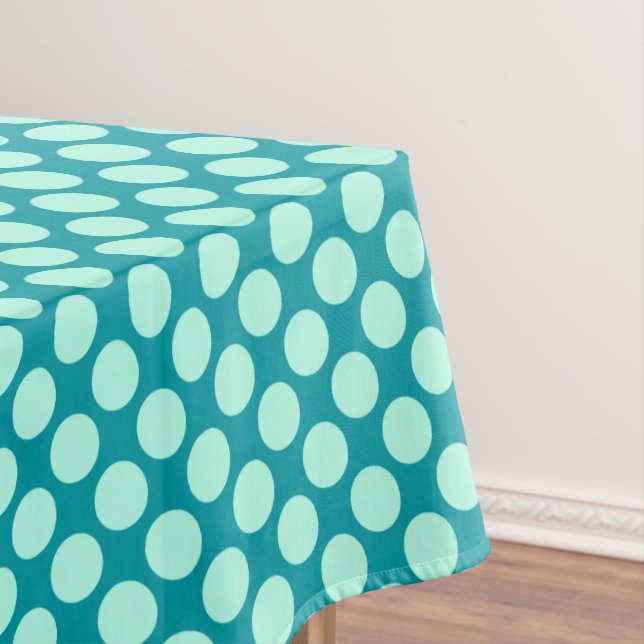Large retro dots - turquoise and aqua tablecloth (In Situ)