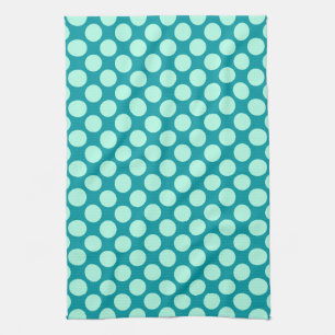 Large retro dots - turquoise and aqua tea towel