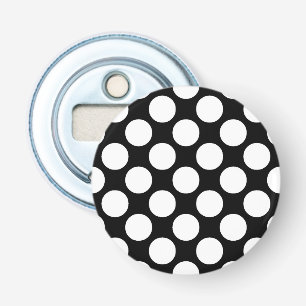 Large retro dots - white and black bottle opener