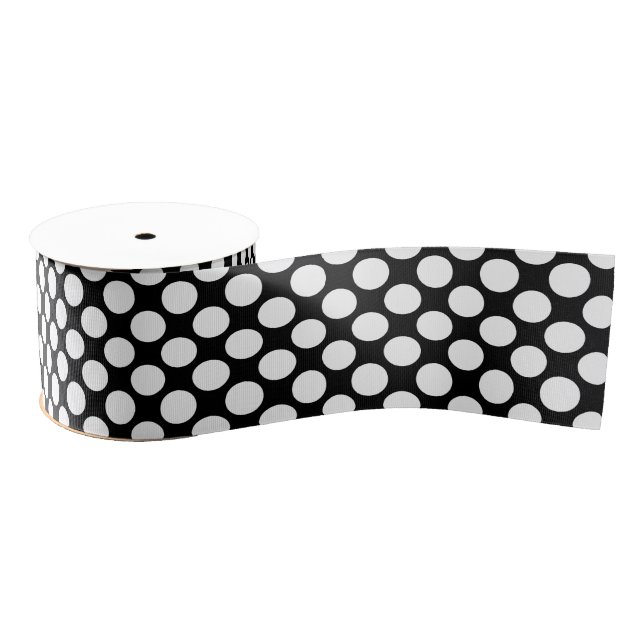 Large retro dots - white and black grosgrain ribbon (Spool)