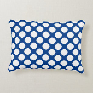 Large retro dots - white and cobalt blue decorative cushion