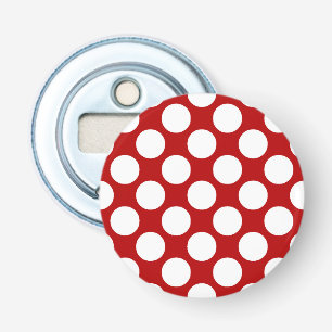 Large retro dots - white and red bottle opener