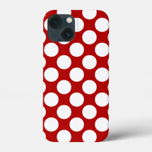 Large retro dots - white and red iPhone 13 mini case