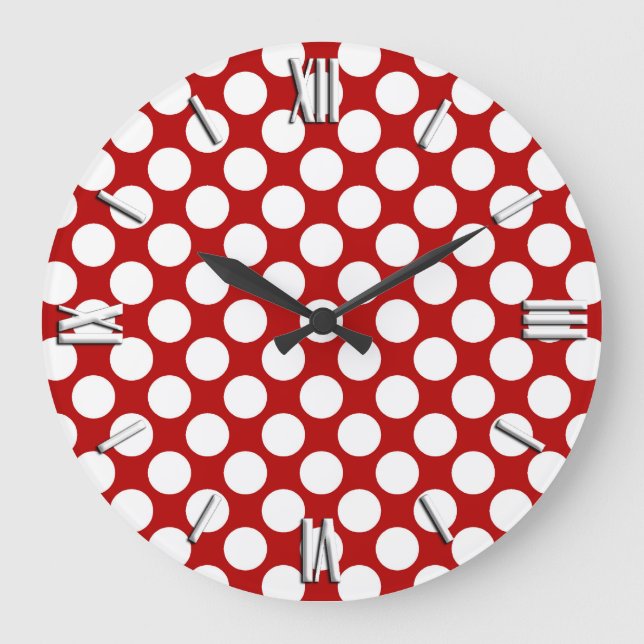 Large retro dots - white and red clock (Front)
