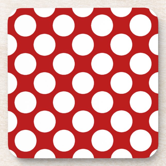 Large retro dots - white and red coaster (Front)