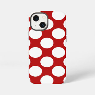 Large retro dots - white and red iPhone 13 mini case