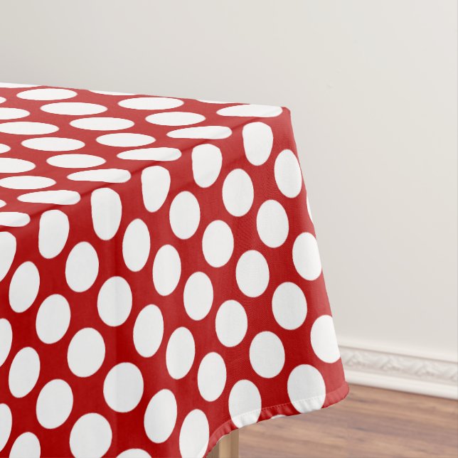 Large retro dots - white and red tablecloth (In Situ)