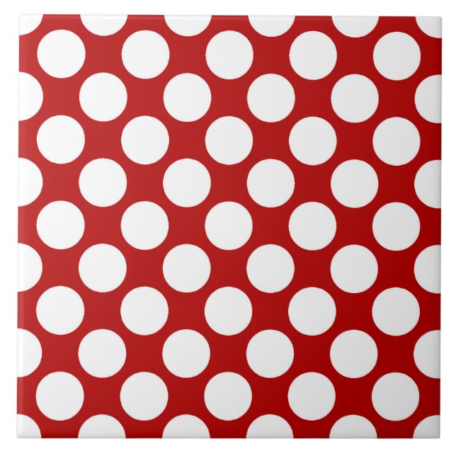 Large retro dots - white and red tile (Front)