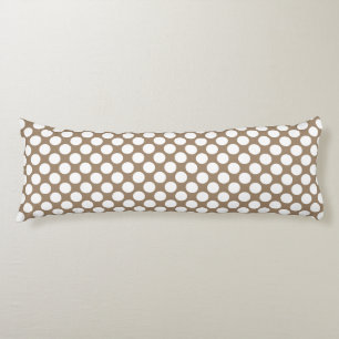 Large retro dots - white and taupe tan body cushion