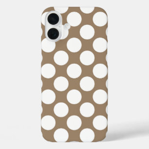 Large retro dots - white and taupe tan iPhone 16 plus case