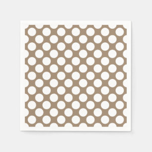 Large retro dots - white and taupe tan napkin