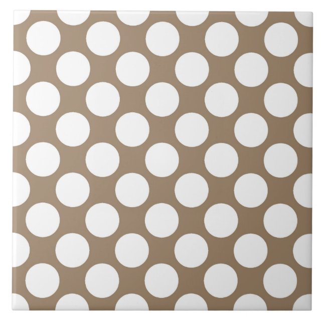 Large retro dots - white and taupe tan tile (Front)