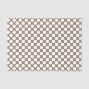 Large retro dots - white and taupe tan tissue paper