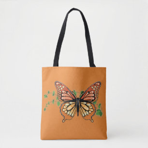 Large Rhinestone Monarch Butterfly Design Tote Bag
