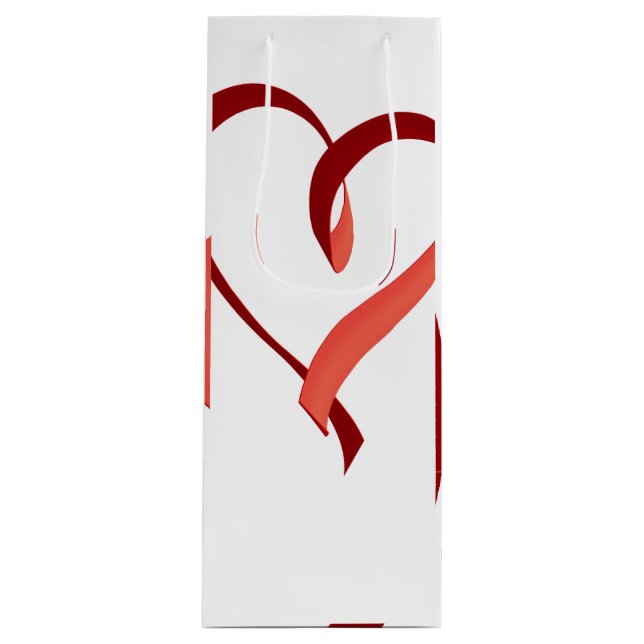 Large Ribbon Heart wine bottle gift bag (Front)