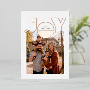 Large Rose Gold Joy With Modern Design Foil Holiday Card