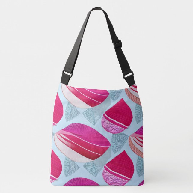 Large Rose Petal Print  Crossbody Bag (Front)