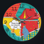 Large Round Clock "Pop Art Camp"<br><div class="desc">Large Round Clock "Pop Art Camp" This design can also be placed on other sized clocks. Personalise by deleting numbers and adding your favourite font style, colour, size, and text. All design elements can be edited and transferred to other Zazzle products. Style: Round (Large) It's time to show off your...</div>