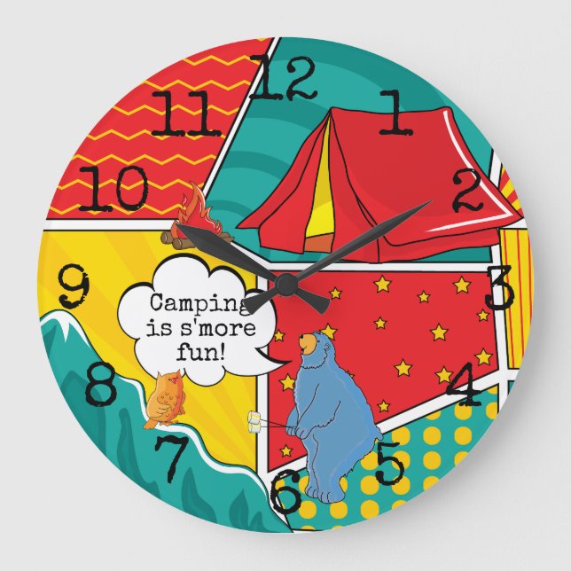 Large Round Clock "Pop Art Camp" (Front)