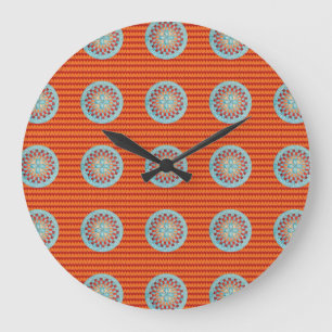 Large Round Clock with Orange Chevron