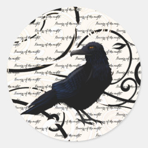 Large Round Sticker-Halloween Raven Classic Round Sticker