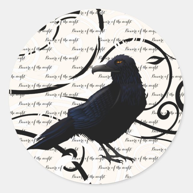 Large Round Sticker-Halloween Raven Classic Round Sticker (Front)