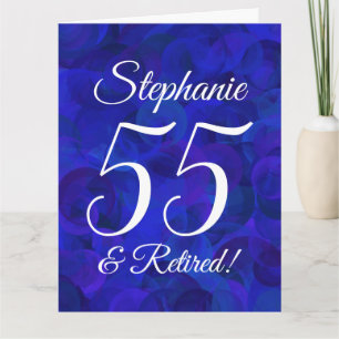 Large Royal Blue 55 and Retired Happy Retirement Card