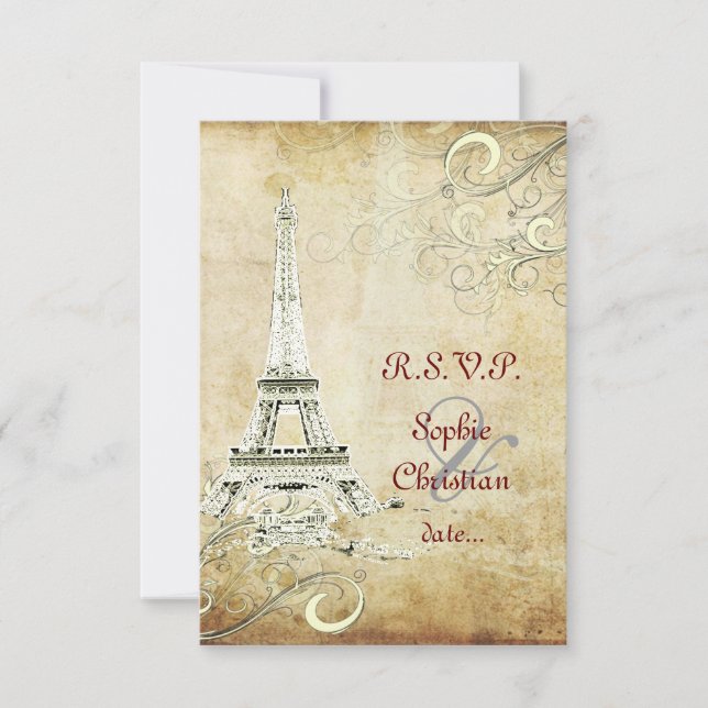 LARGE RSVP VINTAGE EIFFEL TOWER/VANILLA SWIRLS (Front)