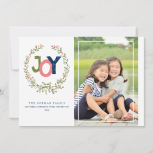 Large Rustic Joy Wreath 2017 Holiday Greeting Card
