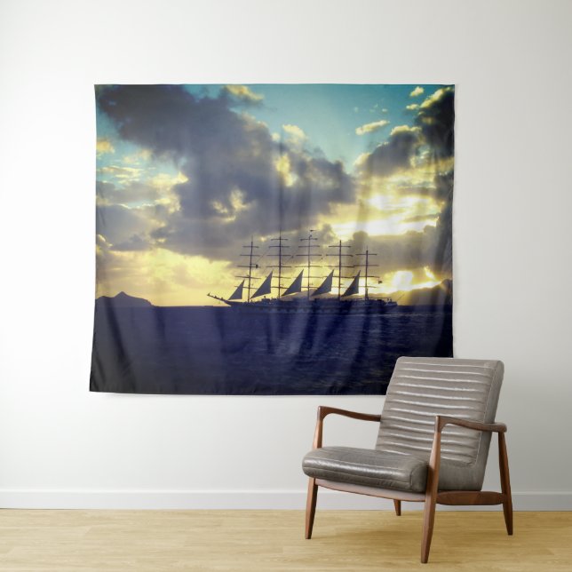 Large Sailboat Tapestry (In Situ (Horizontal))