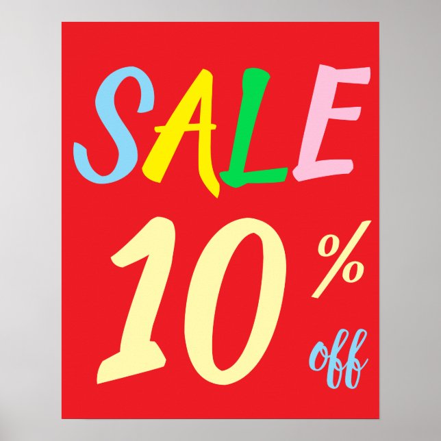 Large Sale Sign, 10% Off Sale Poster (Front)