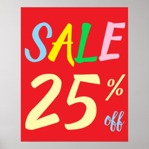 Large Sale Sign, 25% Off Sale Poster