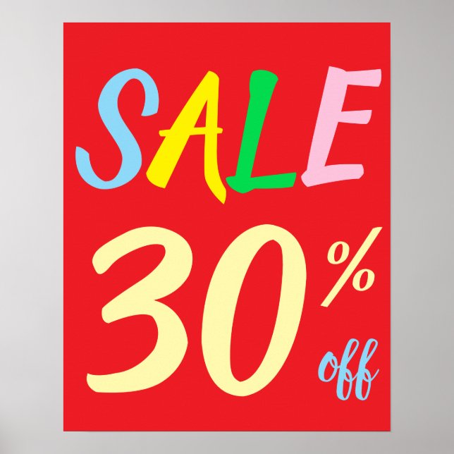 Large Sale Sign, 30% Off Sale Poster (Front)