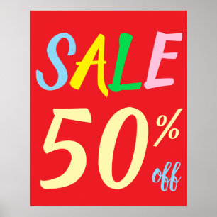 Large Sale Sign, 50% Off Sale Poster