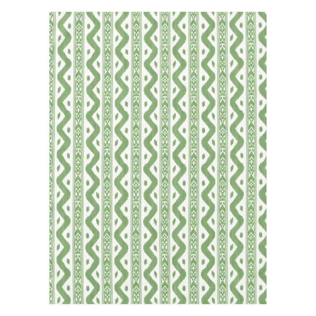 Large Scale Apple Green Ikat Tablecloth (Front)