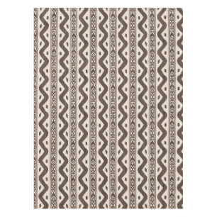 Large Scale Chocolate Ikat on Cream Tablecloth