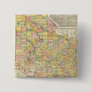 Large Scale County and Railroad Map Of Texas 15 Cm Square Badge