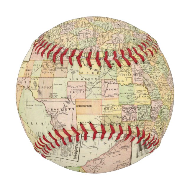 Large Scale County and Railroad Map Of Texas Baseball (Front)