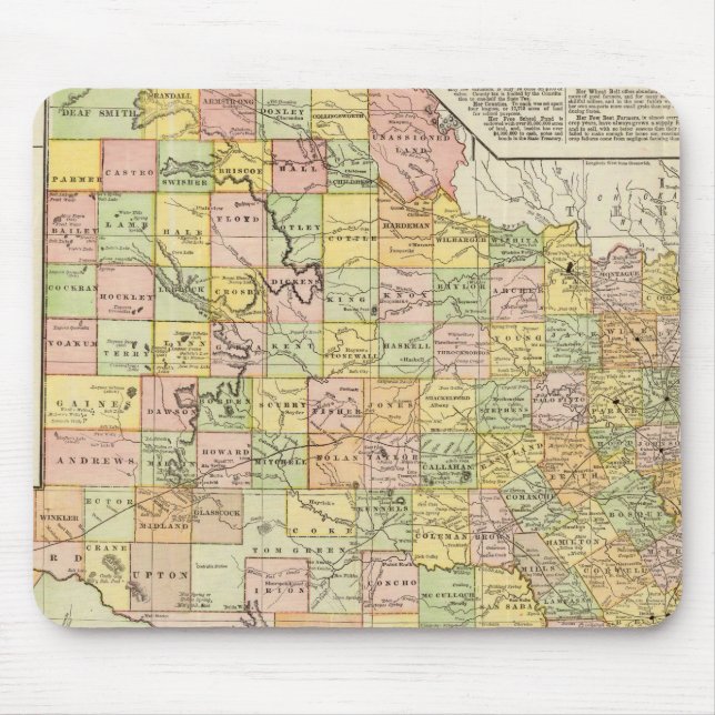 Large Scale County and Railroad Map Of Texas Mouse Mat (Front)