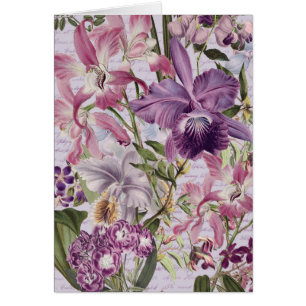Large scale florals purple orchids 5x7 note card