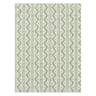 Large Scale Green Ikat, Cream Woven Look Tablecloth