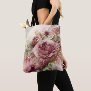 Large Scale Pink and Gold Roses Tote Bag