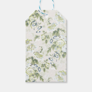 Large Scale Sage Chintz Rose, Cropped Gift Tags